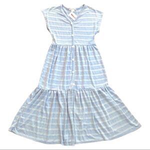 NEW Caution to the Wind Striped Blue White Beach Sundress Dress S
